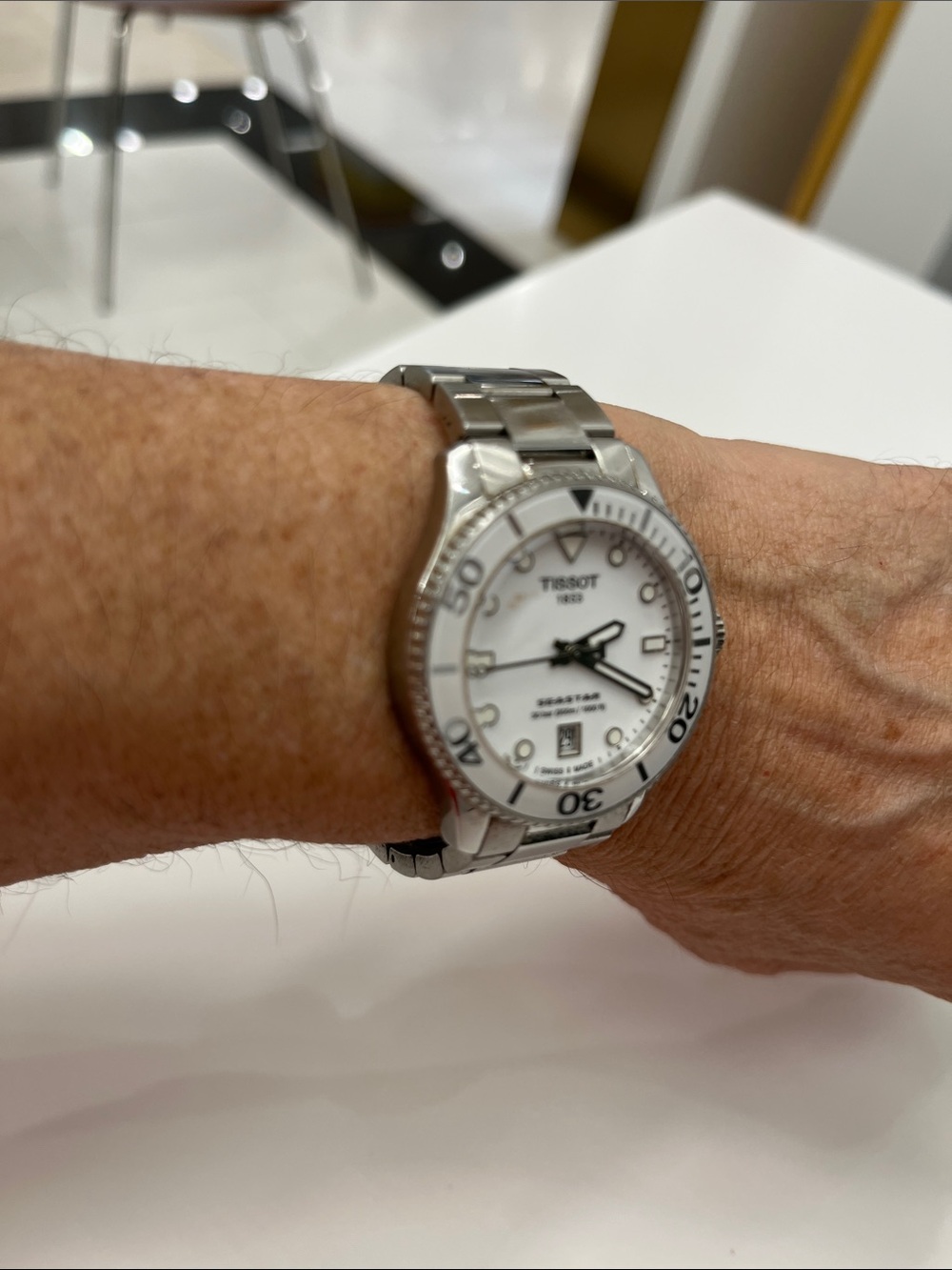 Tissot Silver and White Dive-Style Watch
